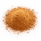 Pile of brown powder (Fungi Joe's Daily Grind: Coffee Alternative
) on a white background