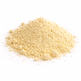 Pile of yellow powder (Skin Saver Bath Soak) on a white background