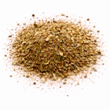 Pile of dried herbs (Black Tea Blend) on a white background