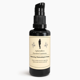 Black bottle labled aphrodites passion lustreate with dropper top on a white background